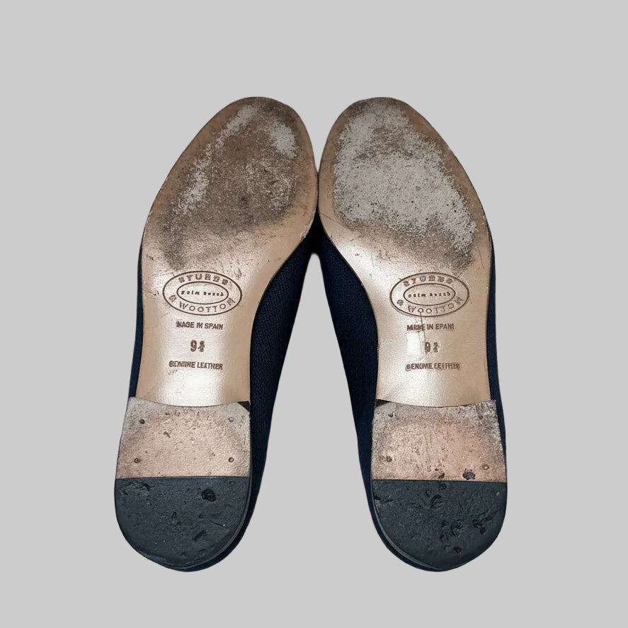 Stubbs & Wootton navy embroidered shell loafers, size 9.5