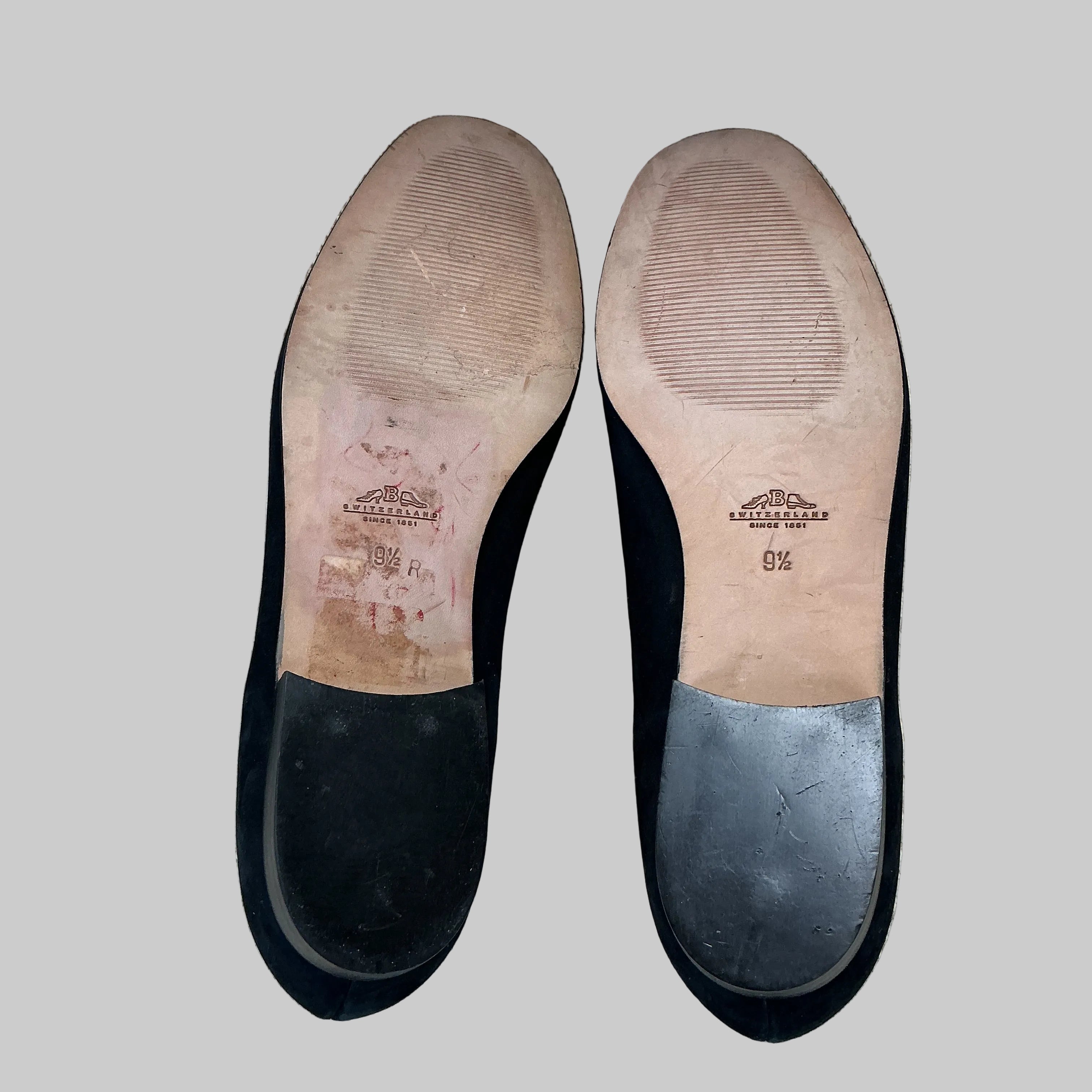 Bally black suede Charmay loafers, size 9.5