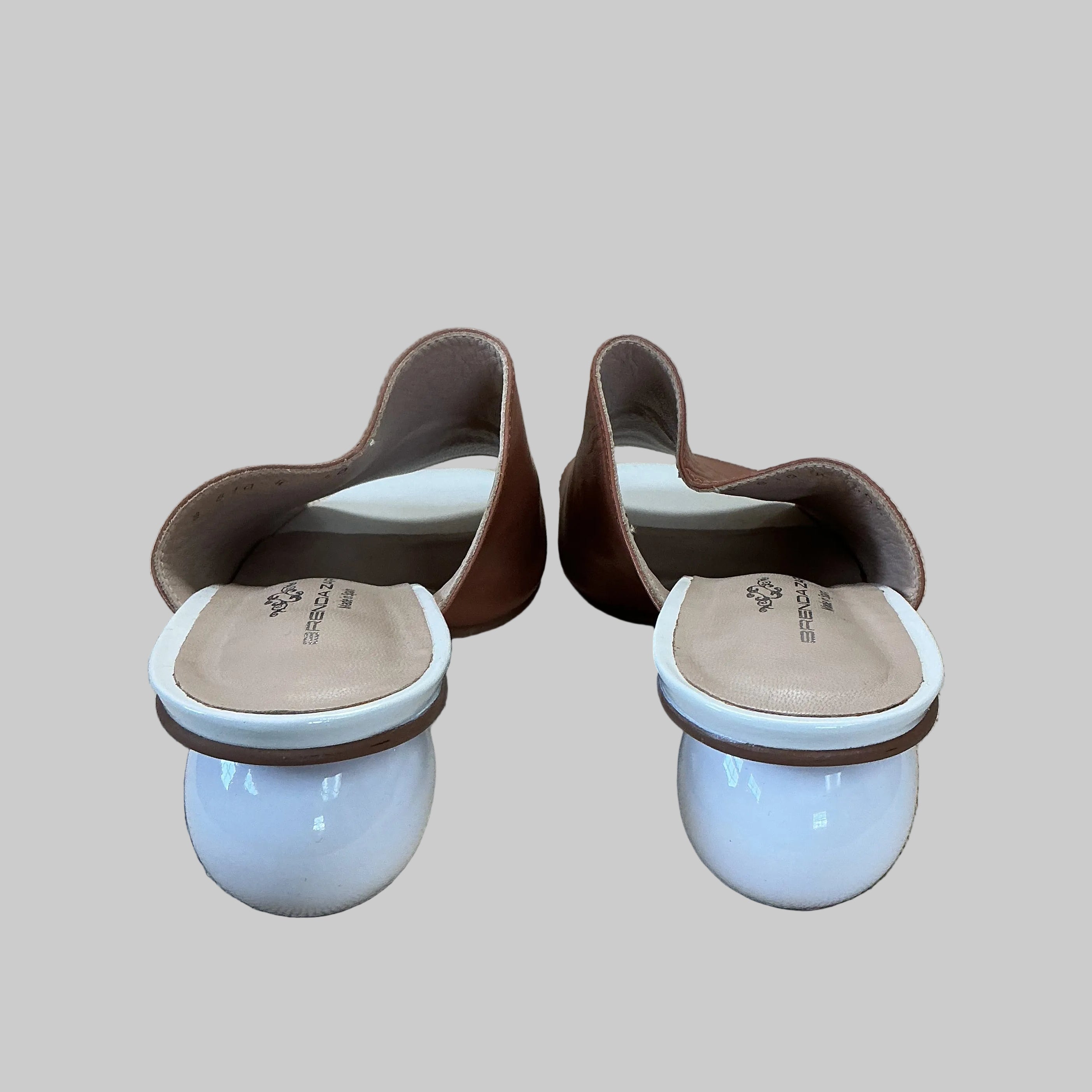 Brenda Zaro brown leather slides, size 40