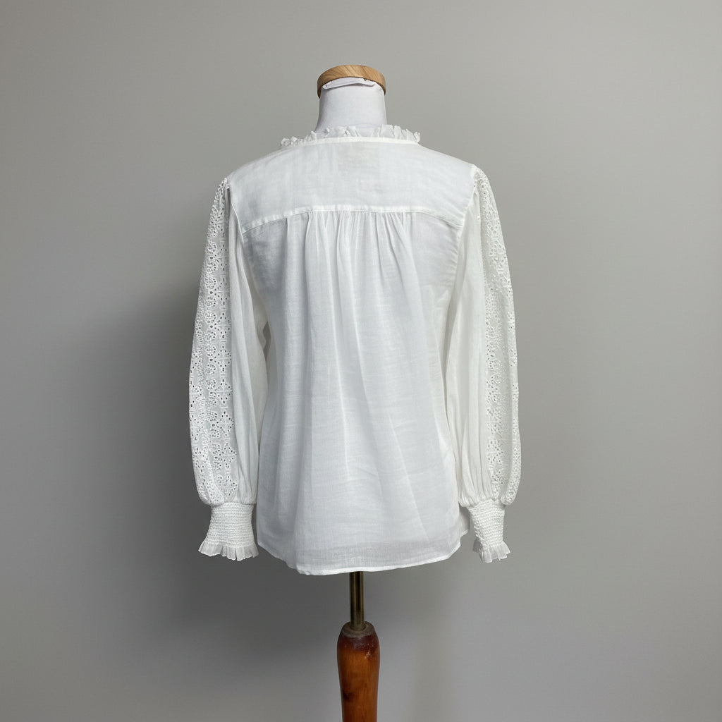 Banana Republic white blouse with embroidery, size S