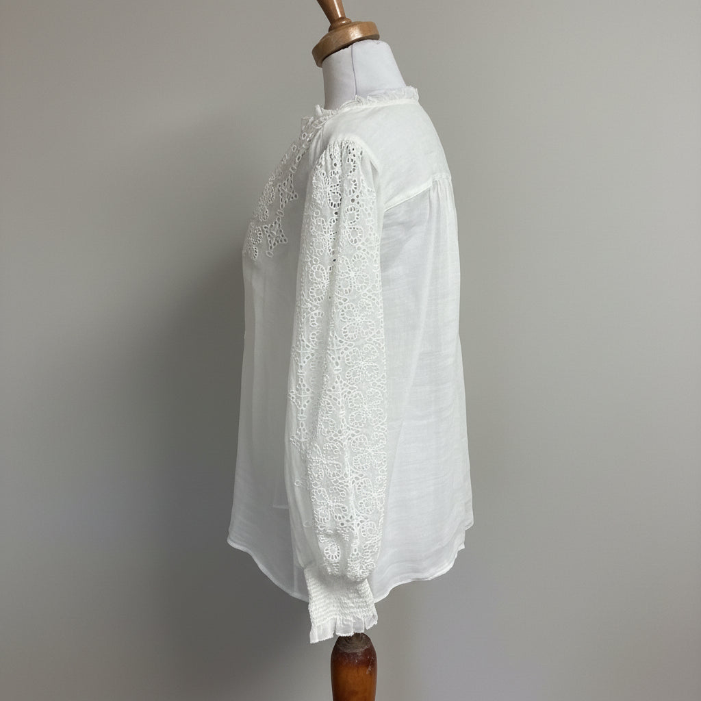 Banana Republic white blouse with embroidery, size S