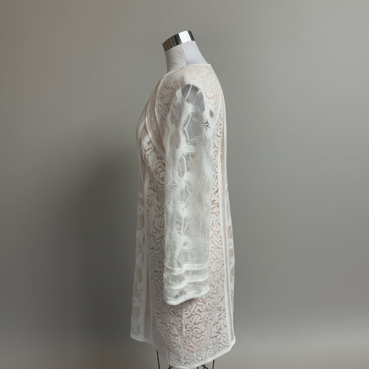 BCBG white lace and blush dress, size S