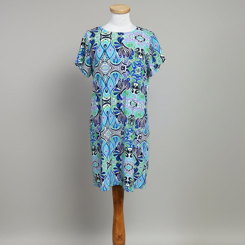 Jude Connally blue multi floral patterned dress, size M