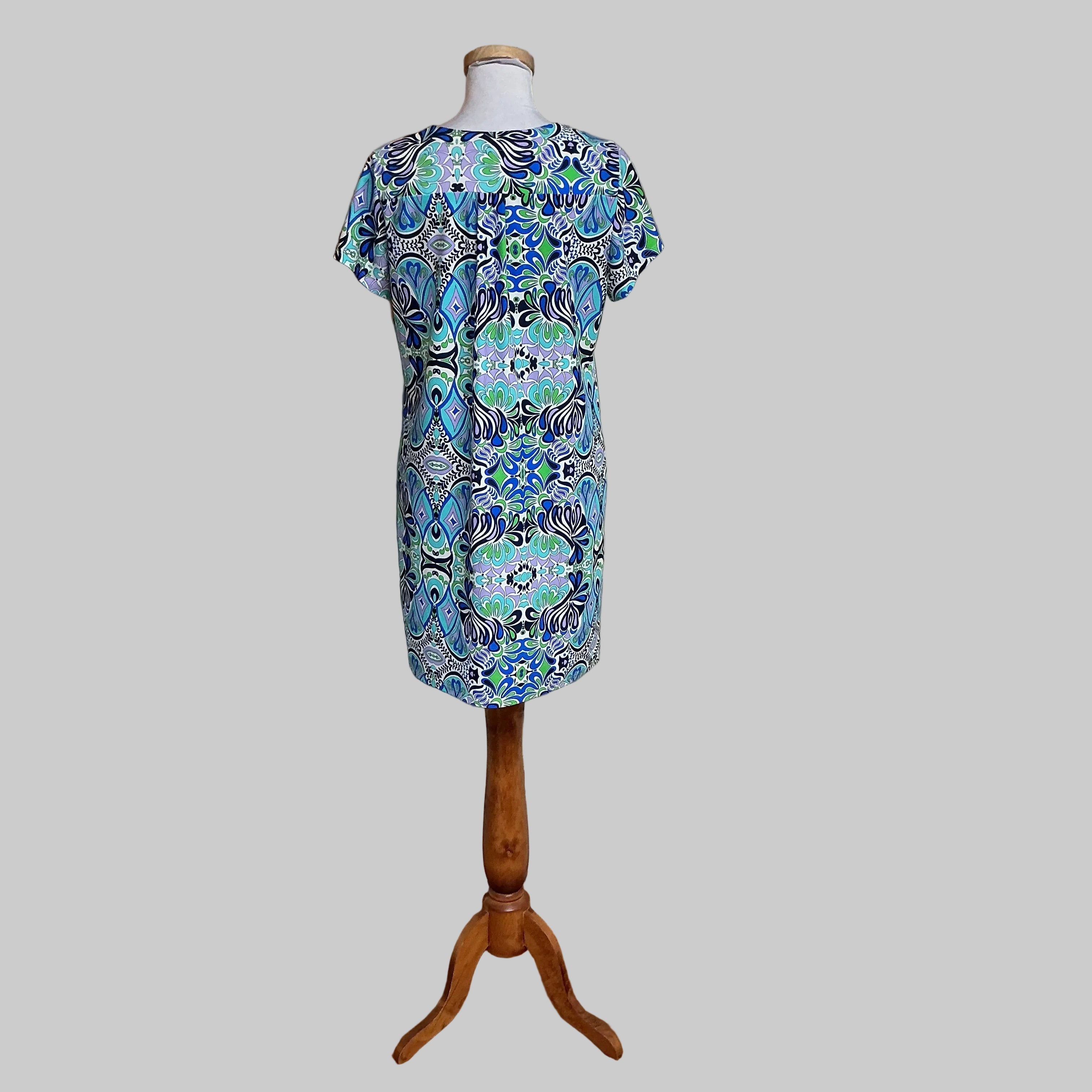 Jude Connally blue multi floral patterned dress, size M