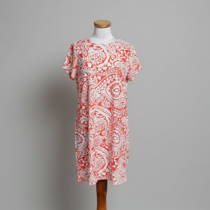 Jude Connally coral & white knit dress, size M