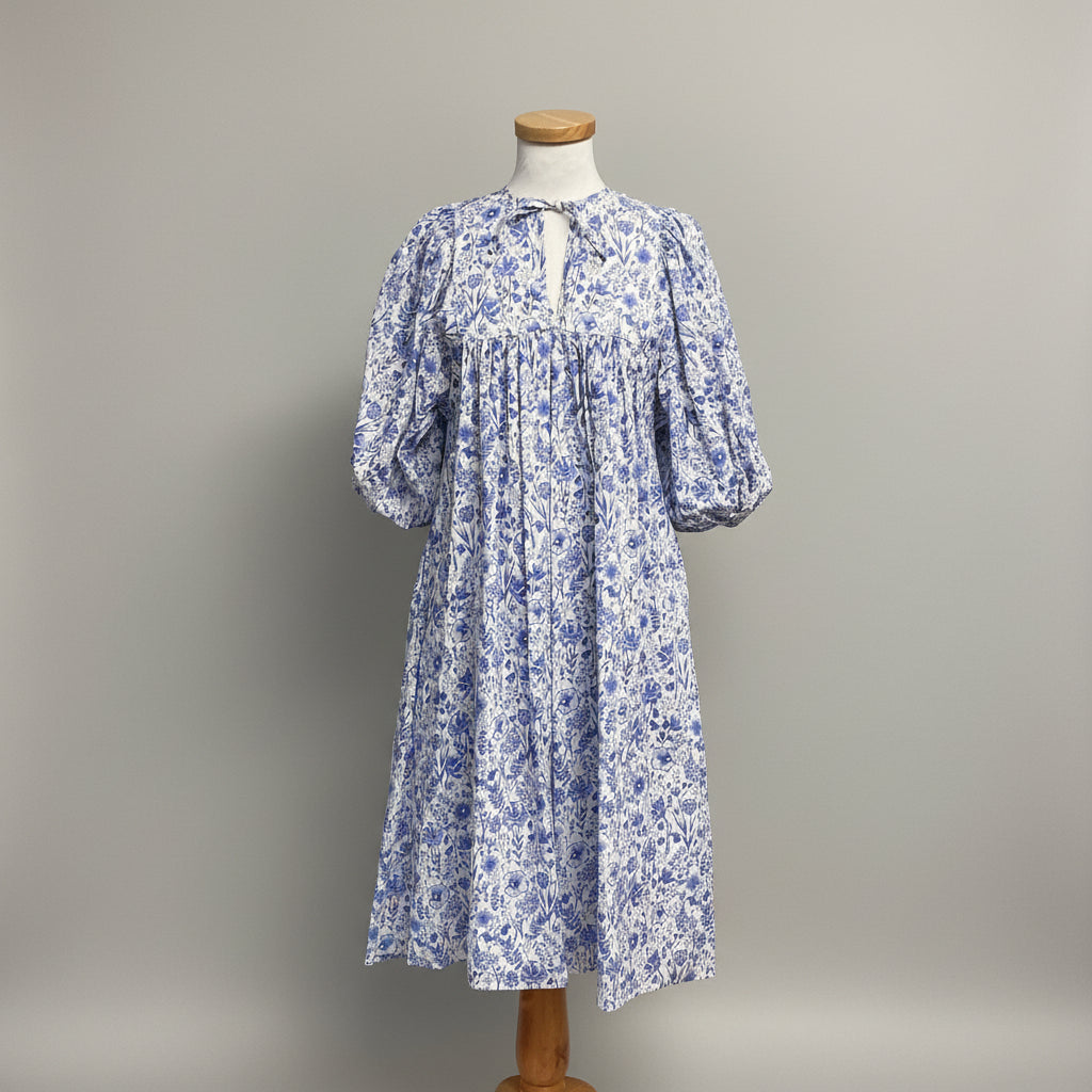 Haven blue & white floral dress, size XS