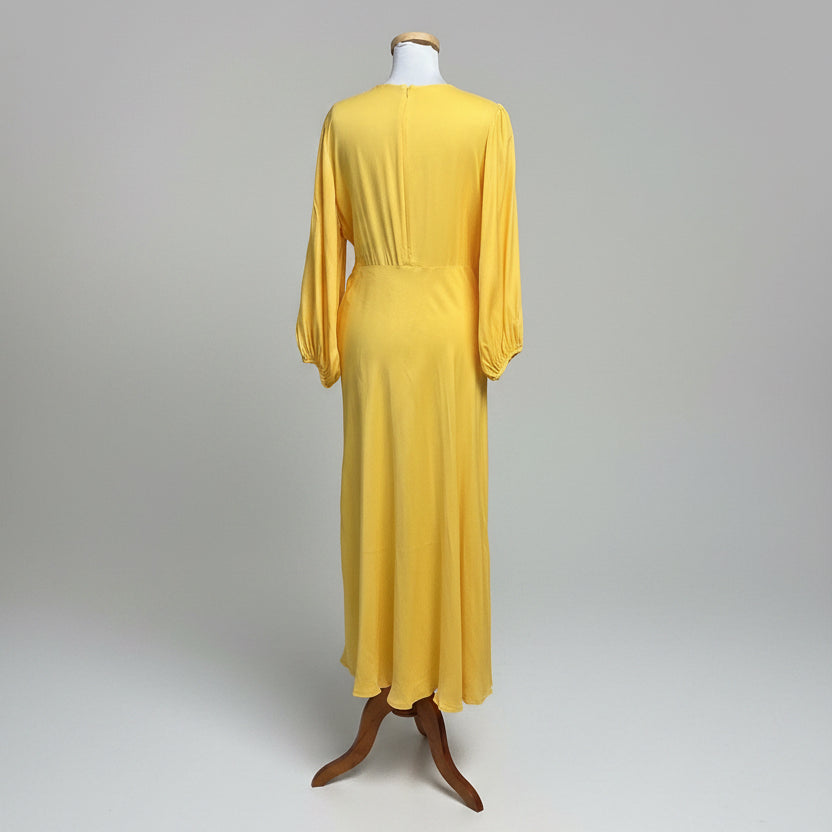 FARM Rio yellow satin dress, size L