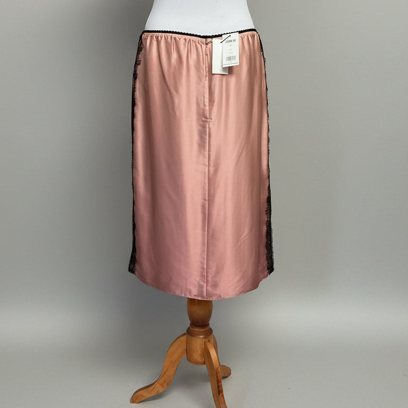 Jason Wu blush silk satin skirt with black lace, size 8, NEW WITH TAGS!