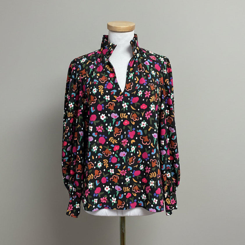 Crosby black floral Lyla blouse, size M