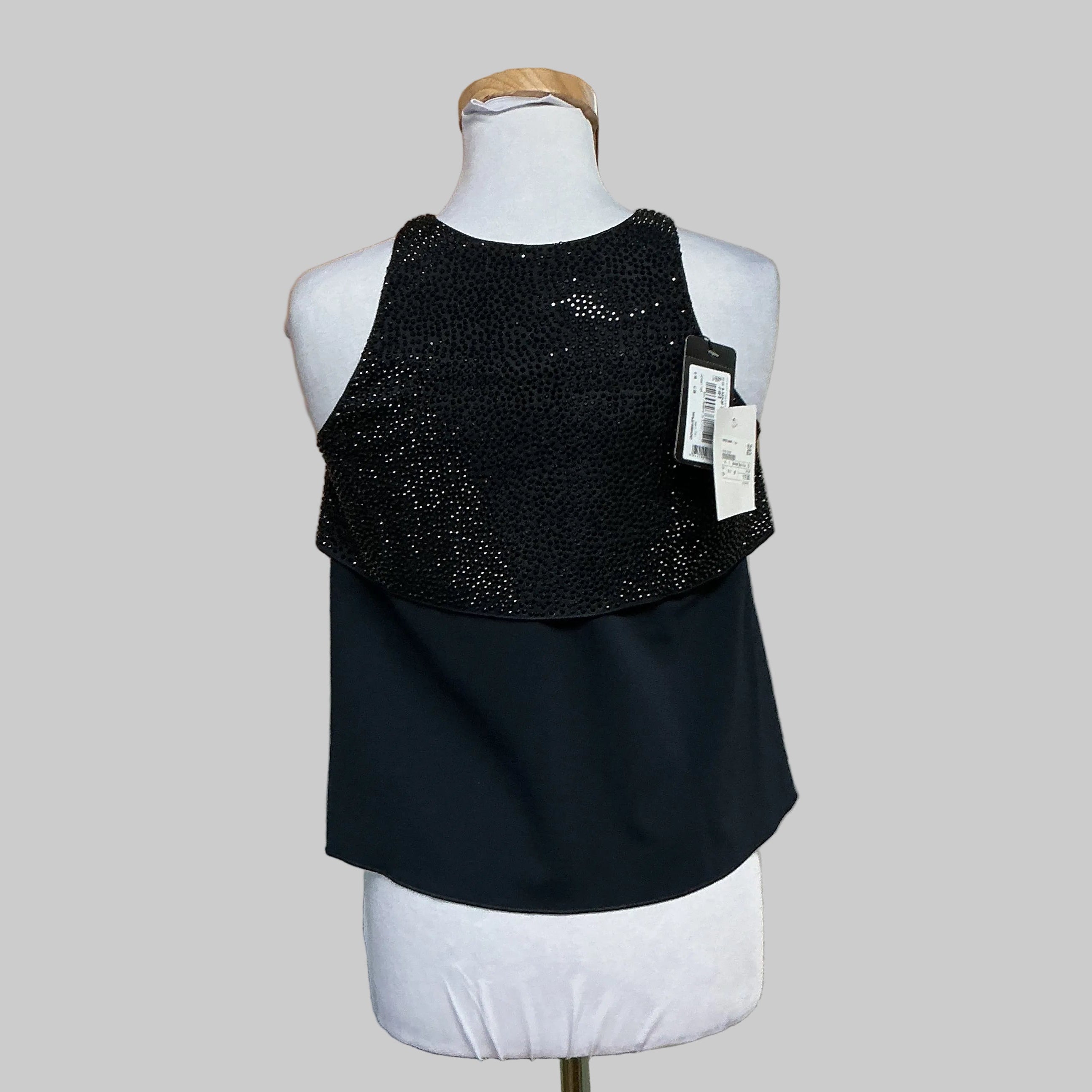 Emporio Armani navy beaded blouse, size 2, NEW WITH TAGS!