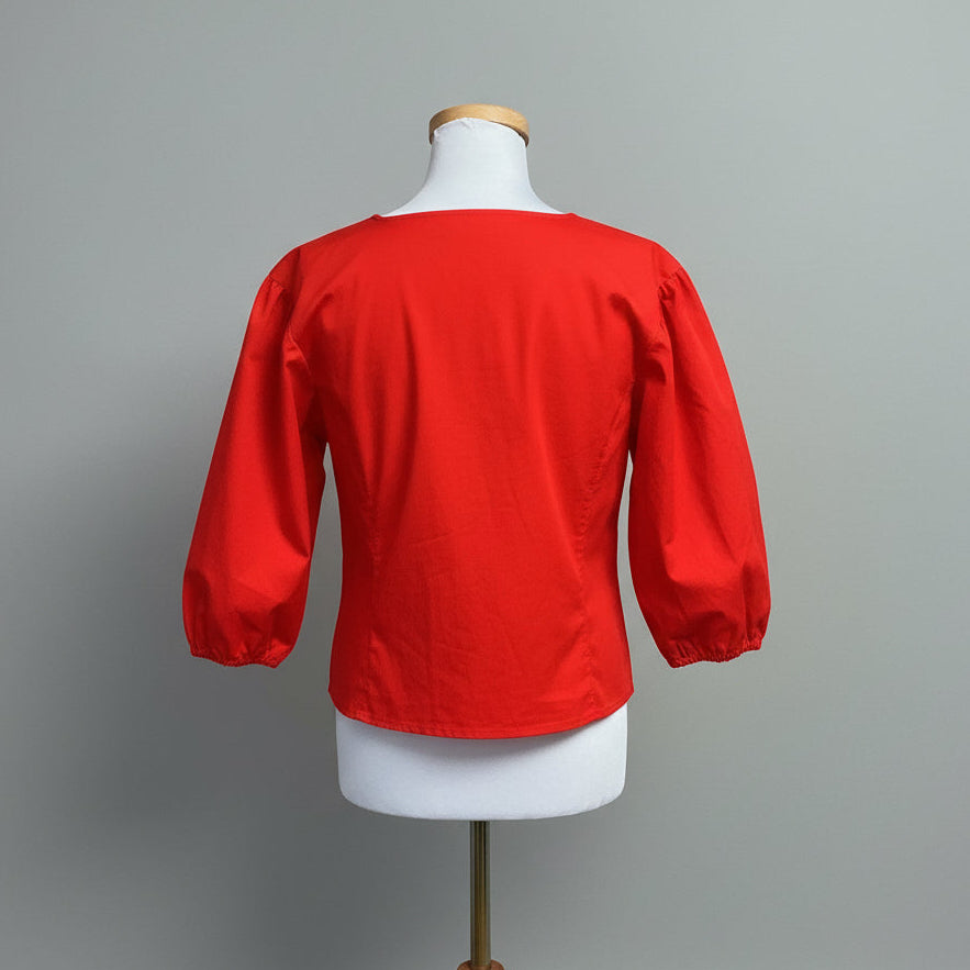 Tory Burch red puff sleeve blouse, size 12, NEW WITH TAGS!