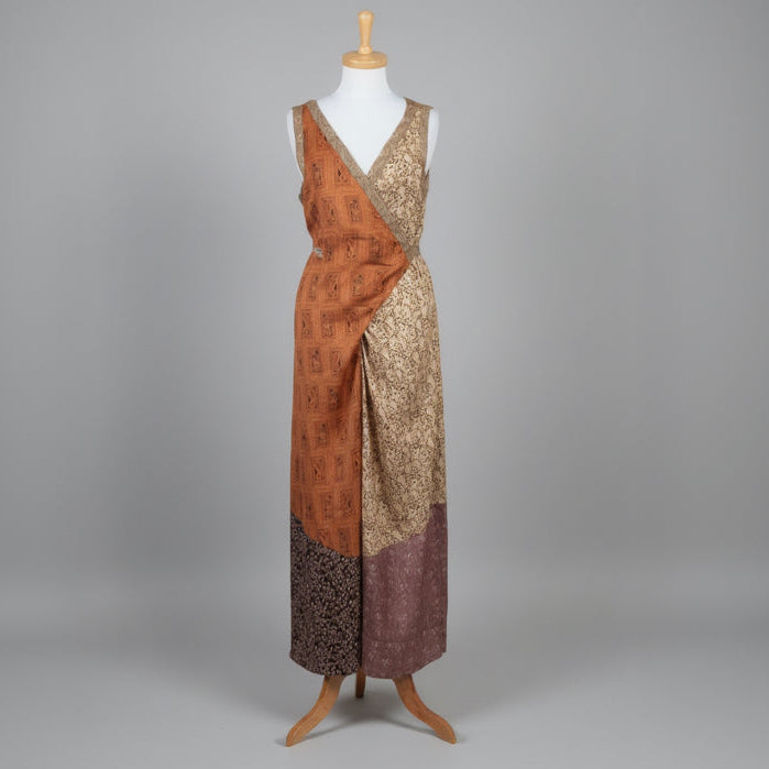 TINY brown patchwork jumpsuit, size M, NEW WITH TAGS!