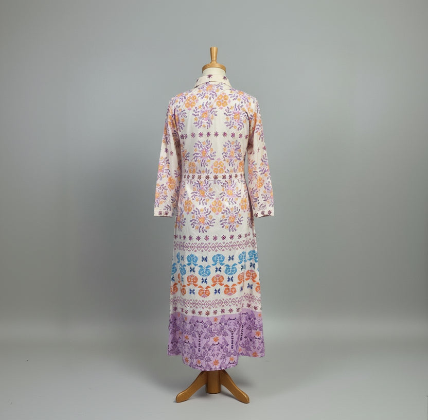 Oliphant pink and purple print dress, size M