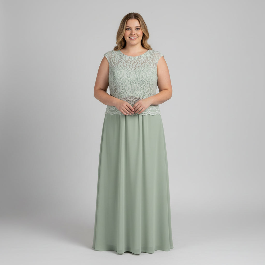 Sage green and white dress, size XXL