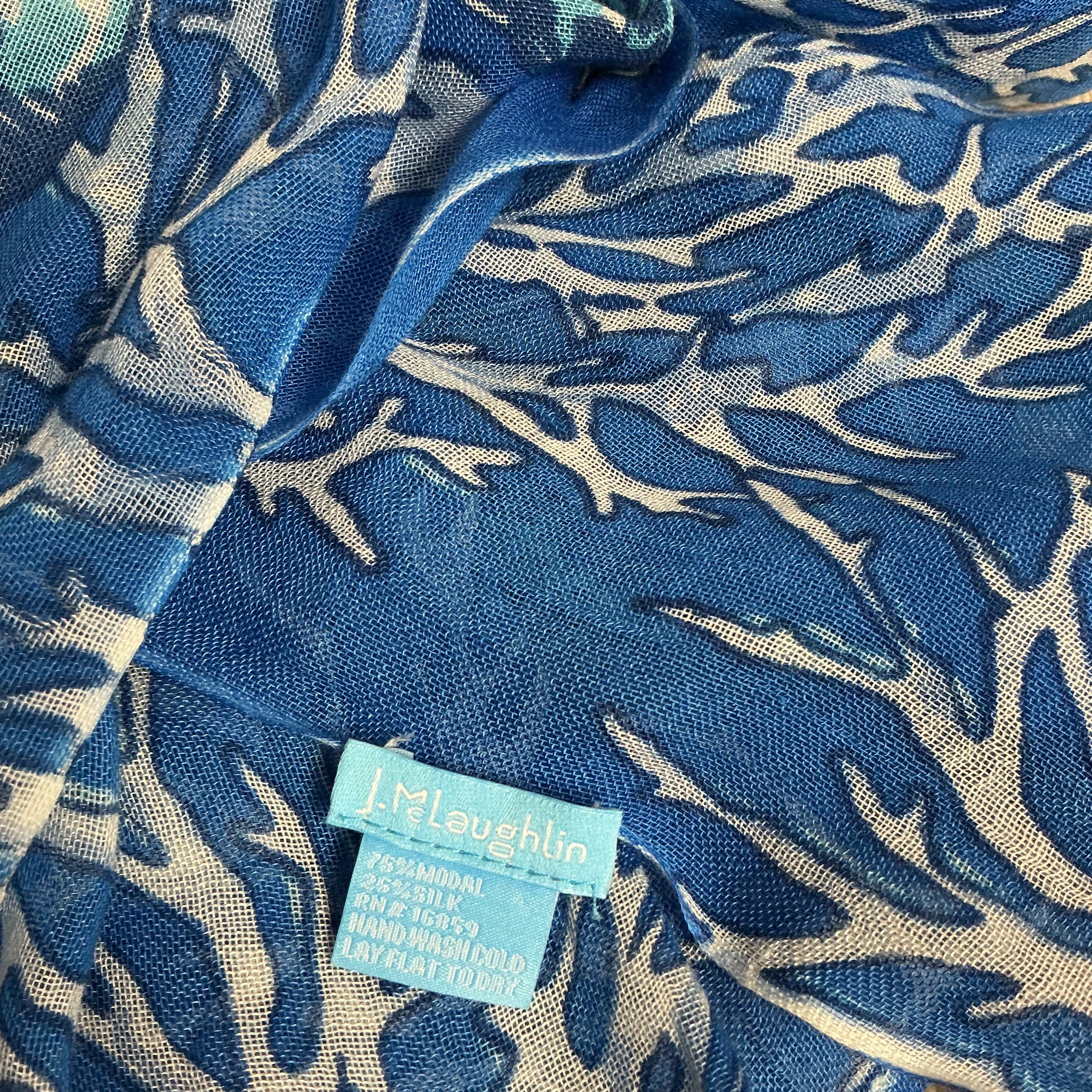 J. McLaughlin blue sea shell print scarf