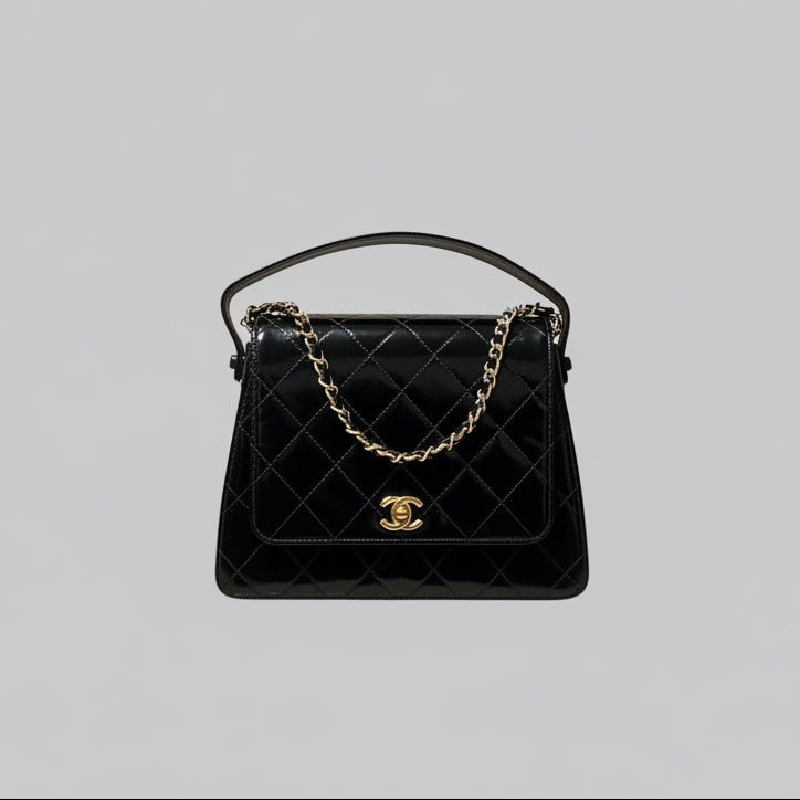 CHANEL vintage black quilted leather bag