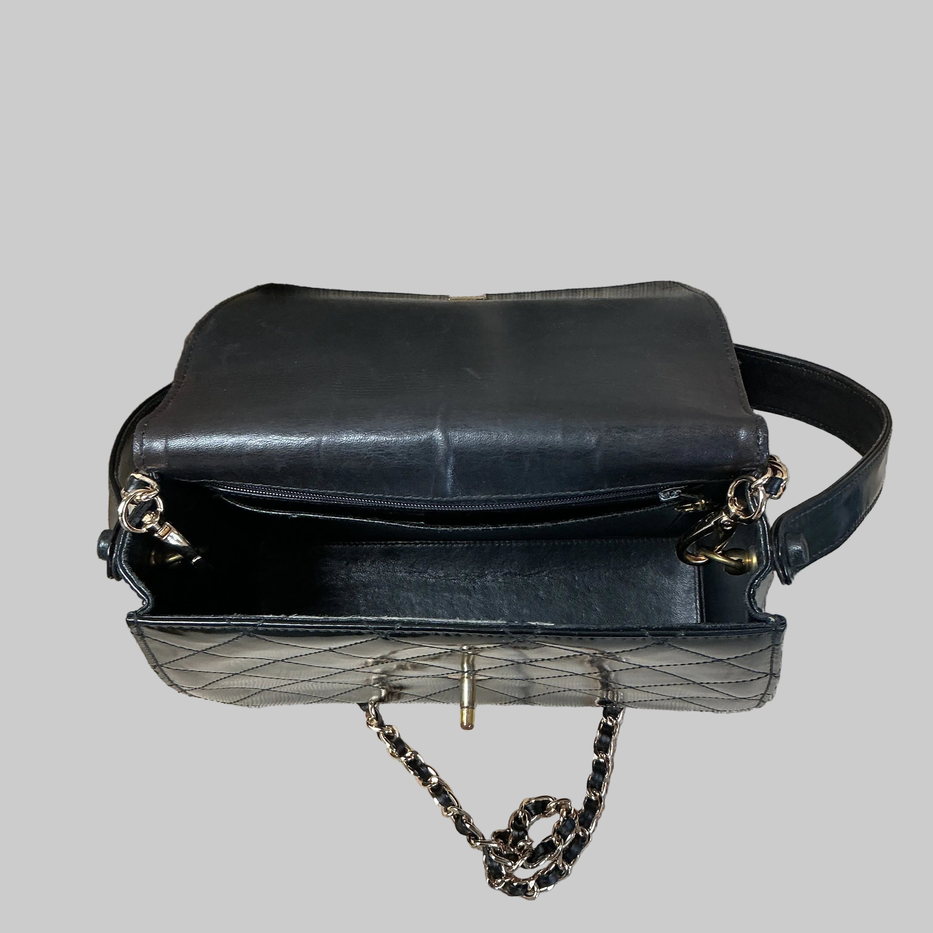 CHANEL vintage black quilted leather bag