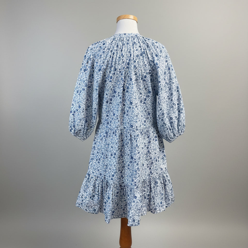 Apiece Apart white and blue floral Mitte dress, size XS