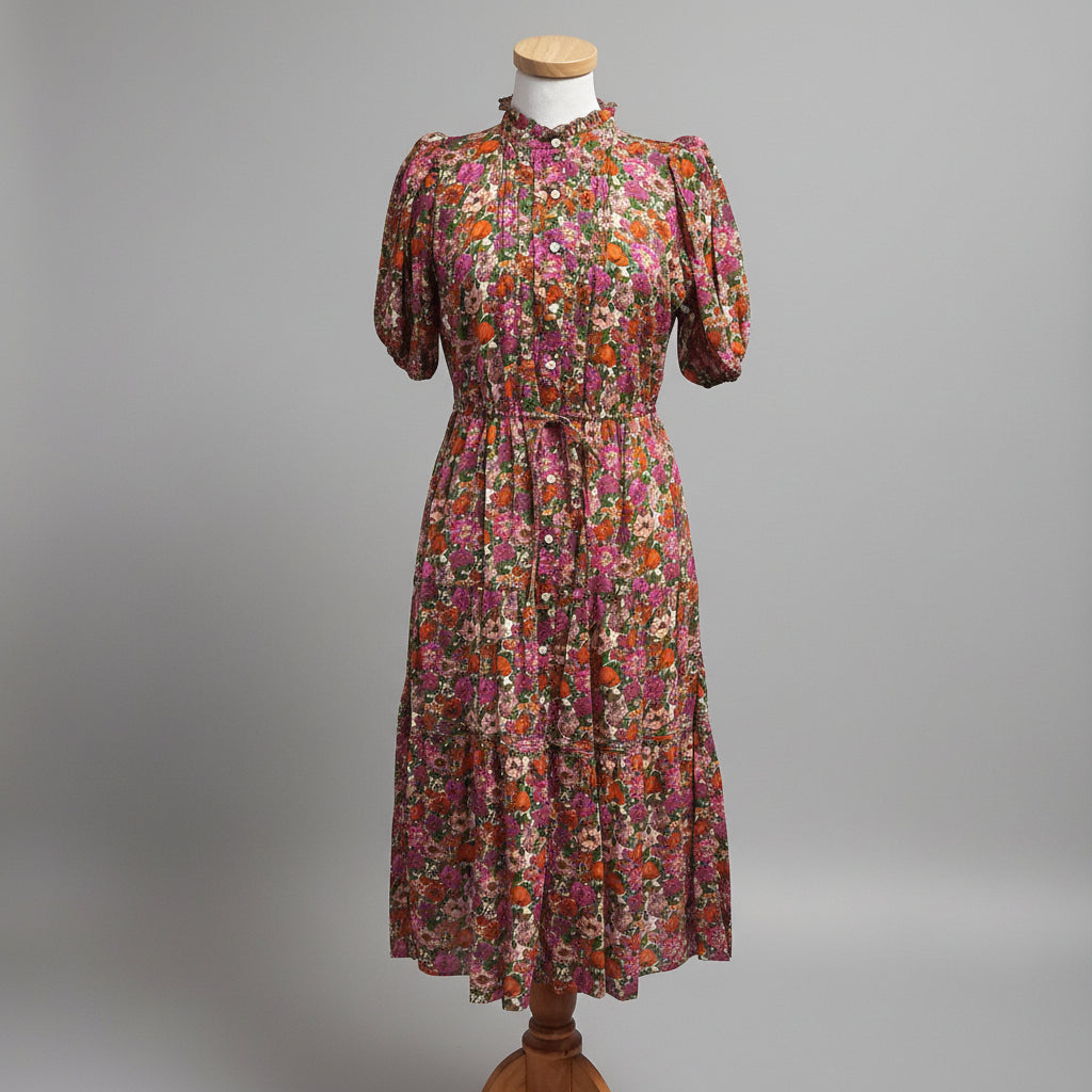 Trovata magenta and orange floral Hildie dress, size XS