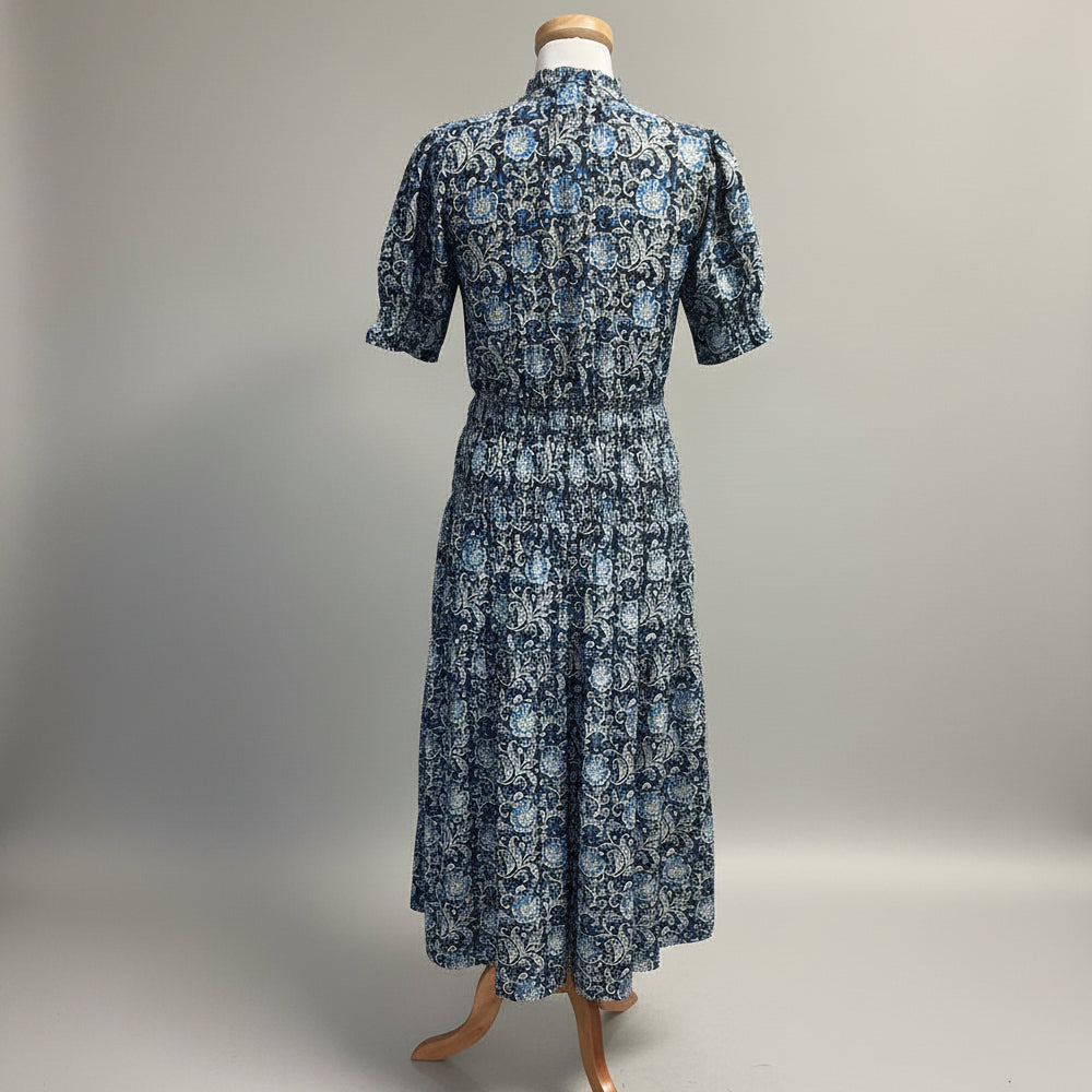 Apiece Apart black and blue floral Las Alturas dress, size XS