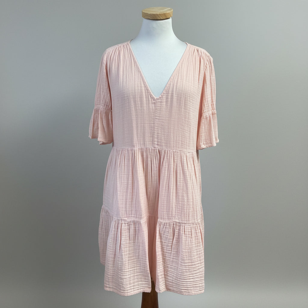 Velvet blush pink gauze dress, size XS