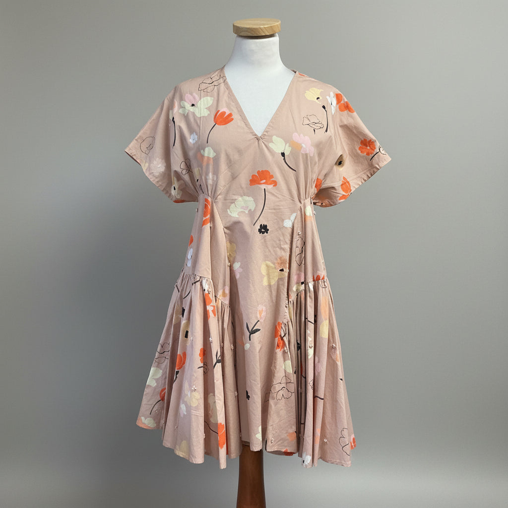 Merlette blush pink floral print Ballou dress, size XS