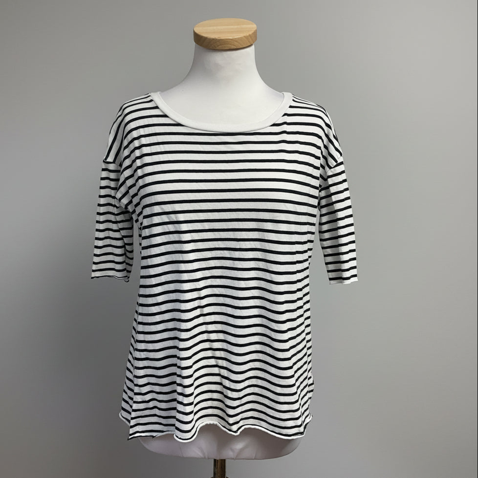 Frank & Eileen white and black stripe Josephine French tee, size XS