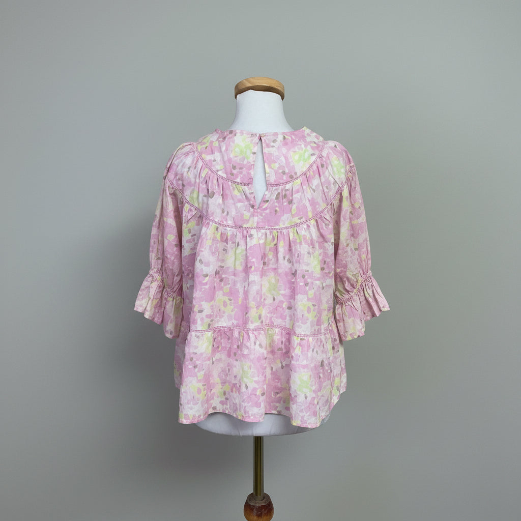 Merlette pink and yellow floral Sol blouse, size XS