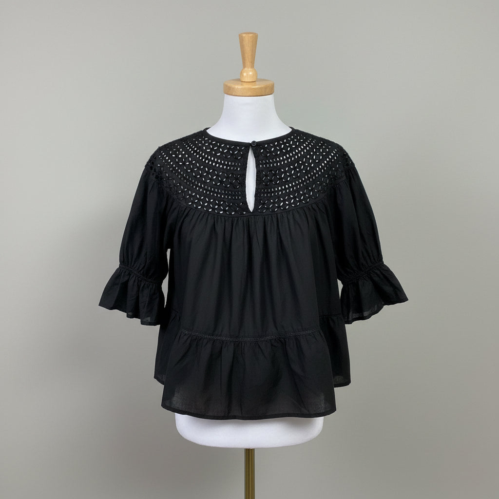 Merlette black eyelet Sol blouse, size XS
