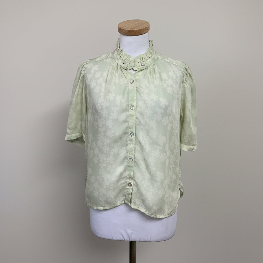 Alix of Bohemia pale green Clover print Winn blouse, size S