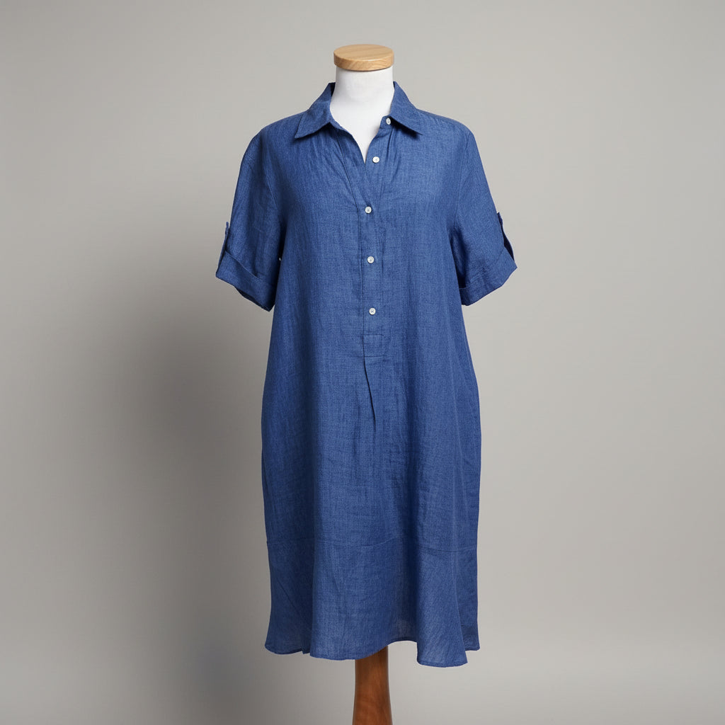 J. McLaughlin blue linen Wellesley dress, Size M
