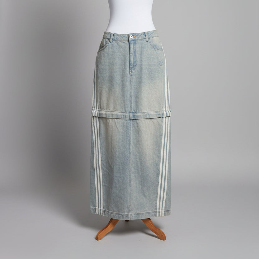 Adidas blue denim maxi 3 Season Adilenium skirt, Size 10