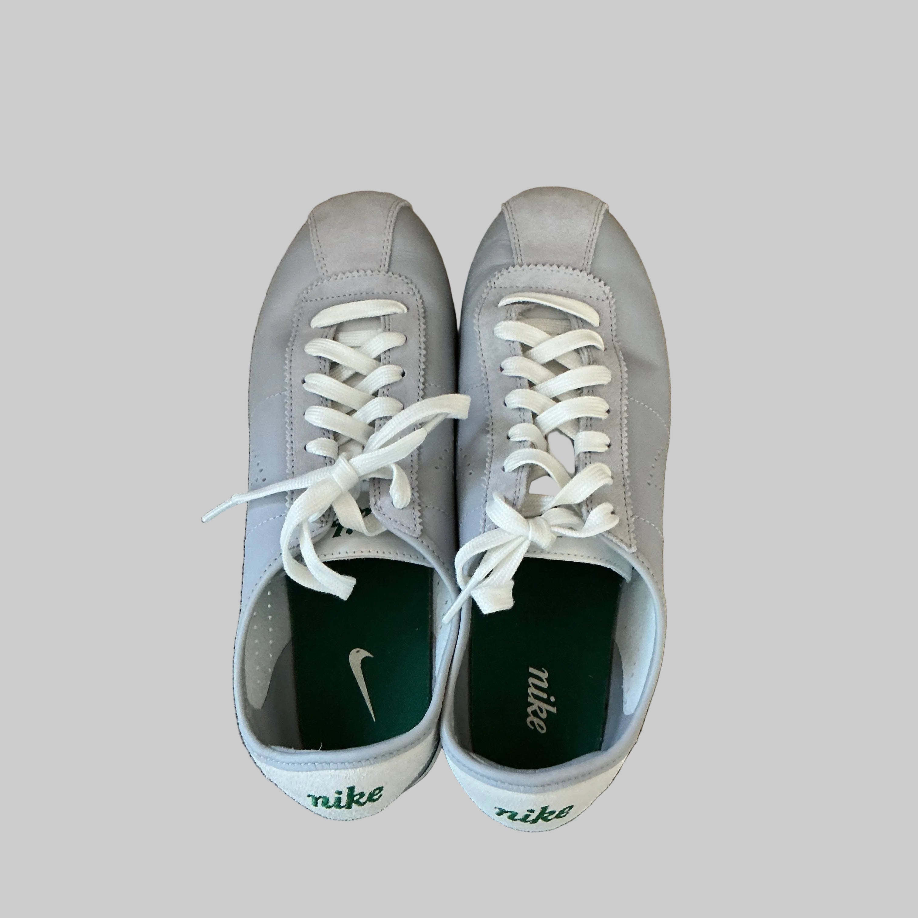 Nike gray/green leather “Cortez” sneaker, Size 9