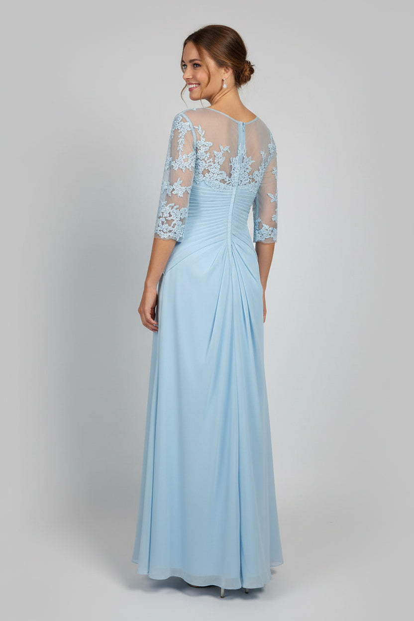 Lan Ting light blue chiffon and lace dress, size 6, NEW WITH TAGS!
