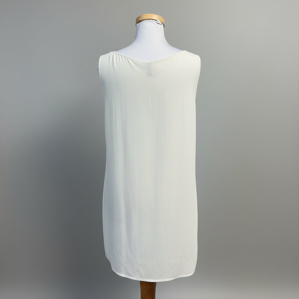 Eileen Fisher ivory silk hi-lo hem tank, size M