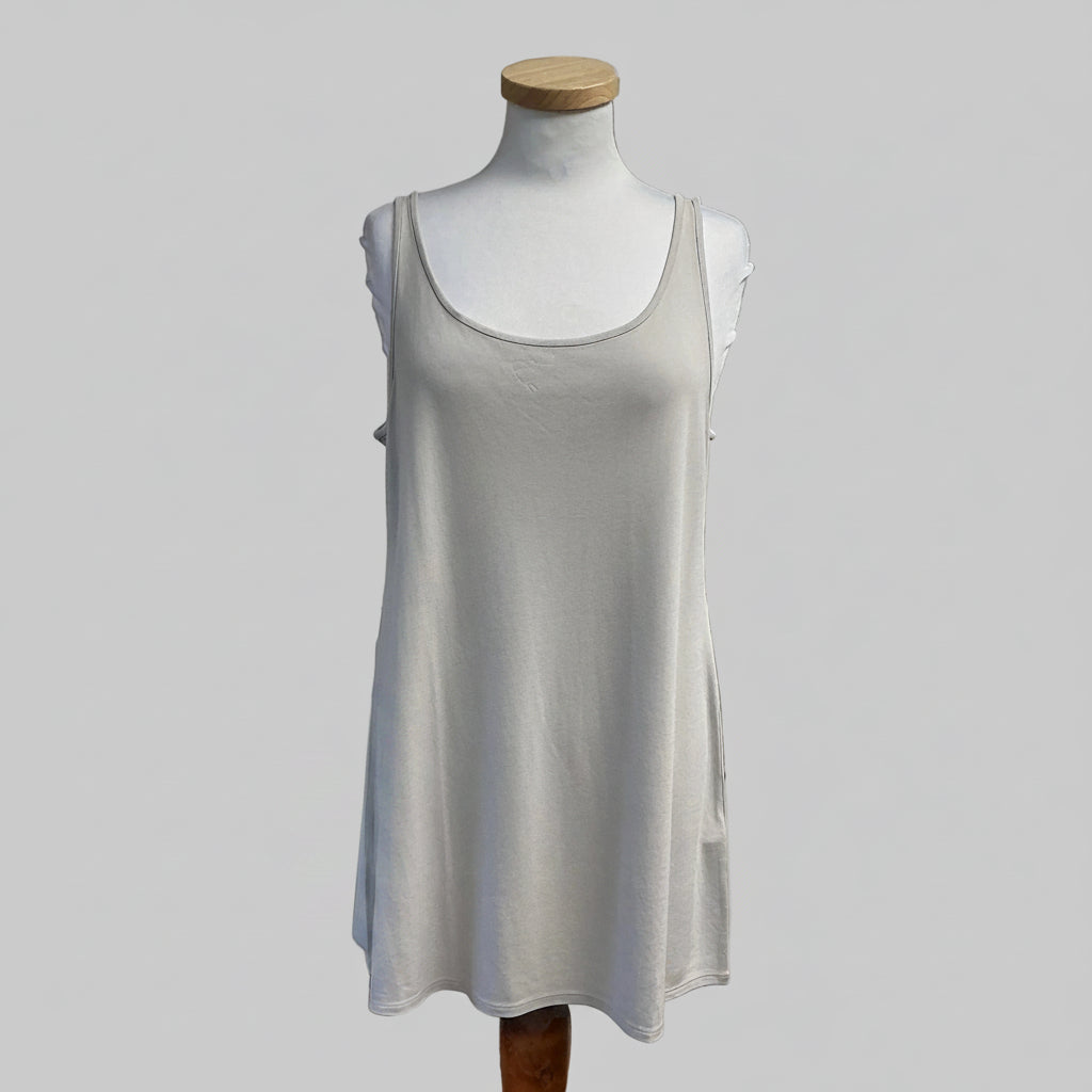 Eileen Fisher silver stretch silk jersey tank, size M, NEW WITH TAGS!