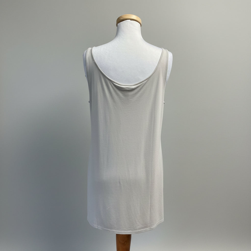 Eileen Fisher silver stretch silk jersey tank, size M, NEW WITH TAGS!