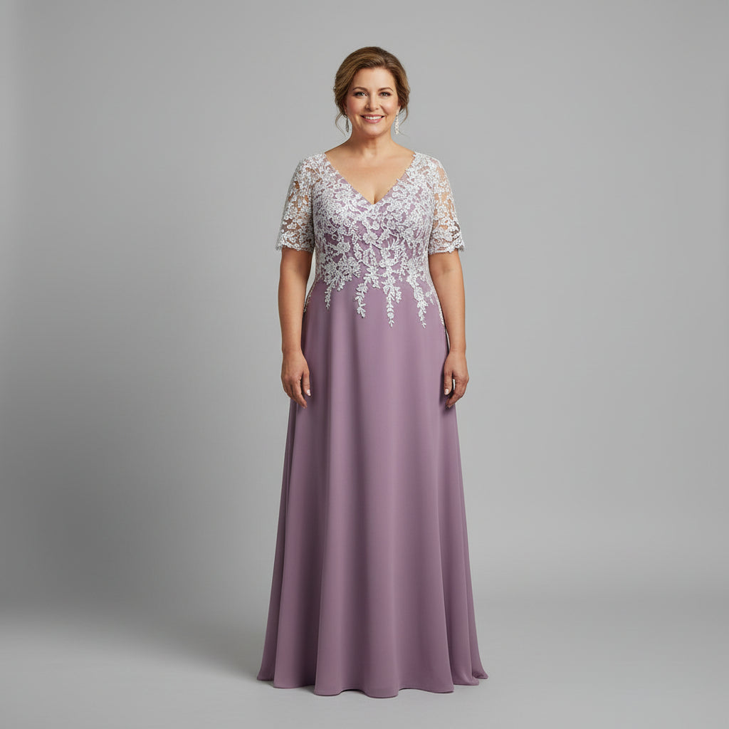 JJ’s House rose chiffon white lace dress, Size 14