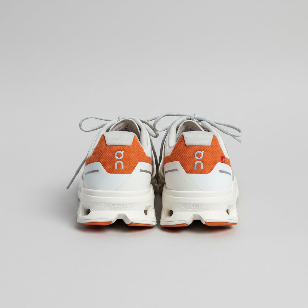 On Running ivory and orange CloudVista runners, size 6.5, BRAND NEW/SOLD AS IS