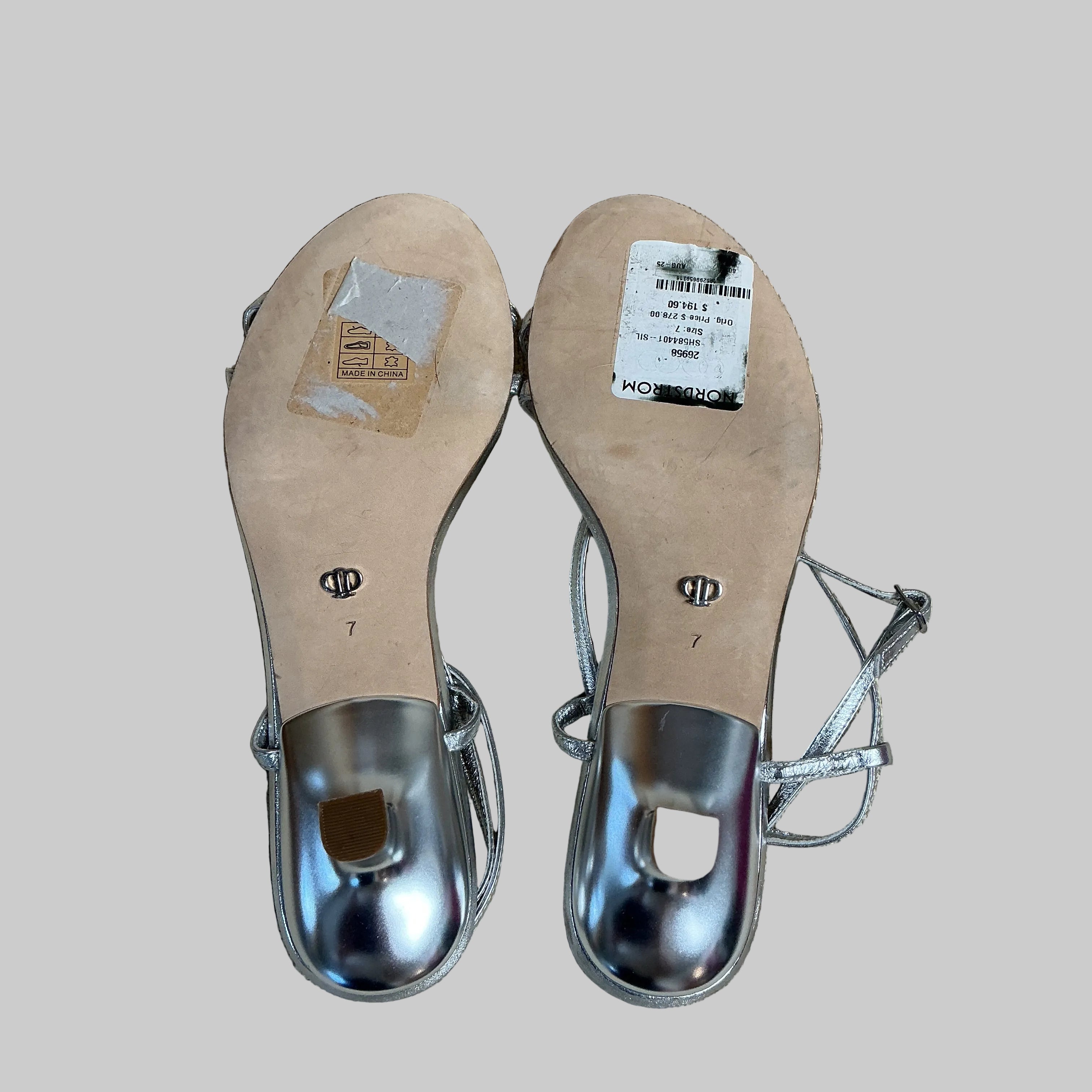 Paige silver sandals, size 7, BRAND NEW!