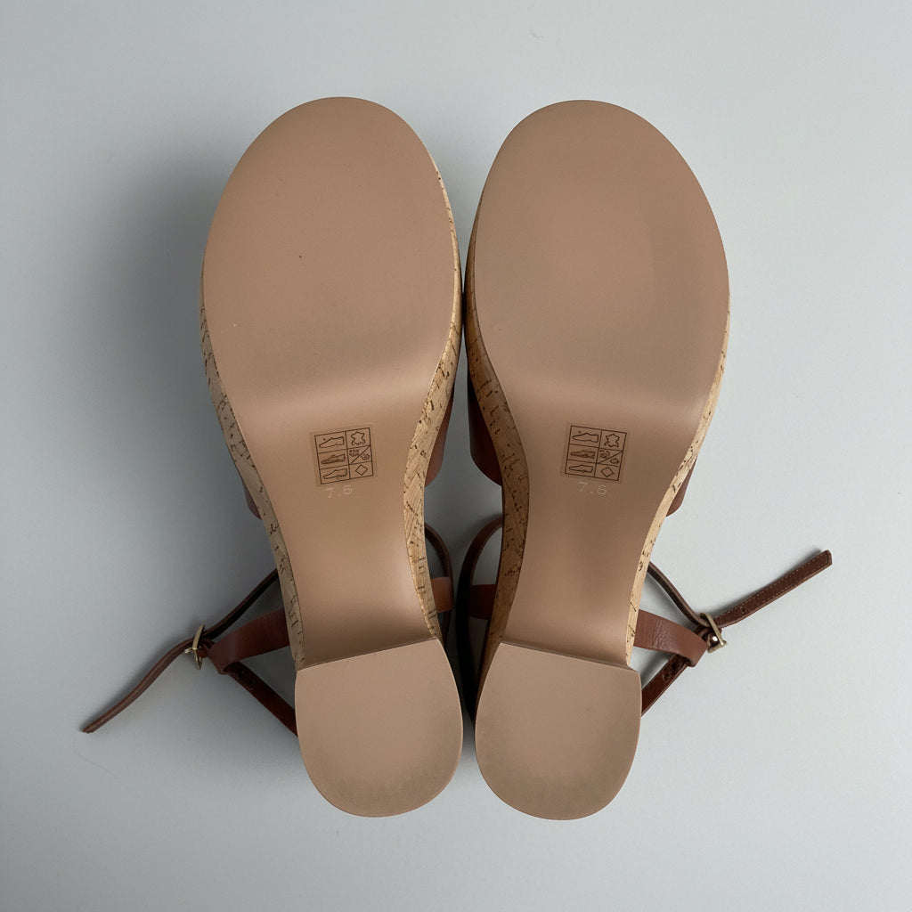 Jeffrey Campbell cognac leather Big Time platform sandals, size 7.5, BRAND NEW!