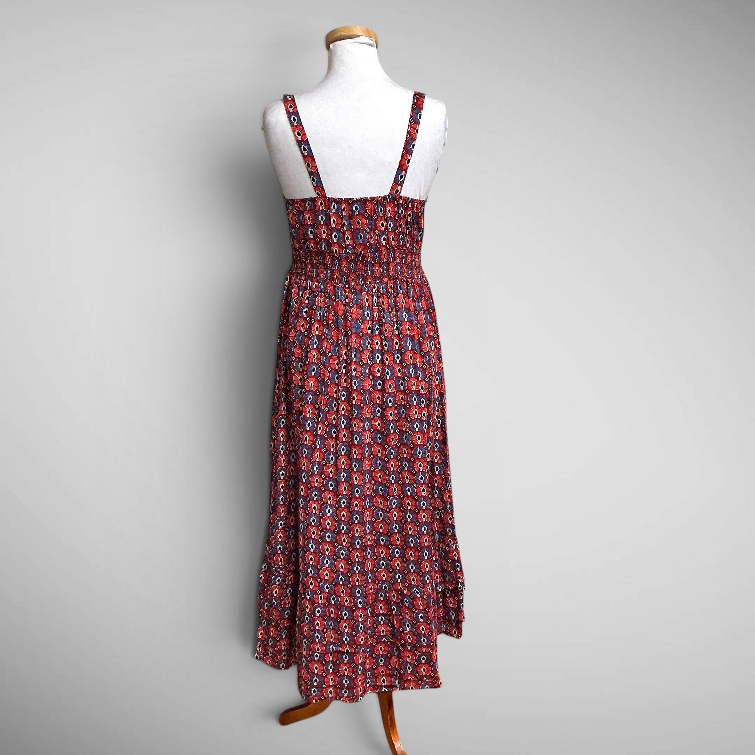 Raga red/blue cotton Jasleen maxi dress, size L, NEW WITH TAGS!