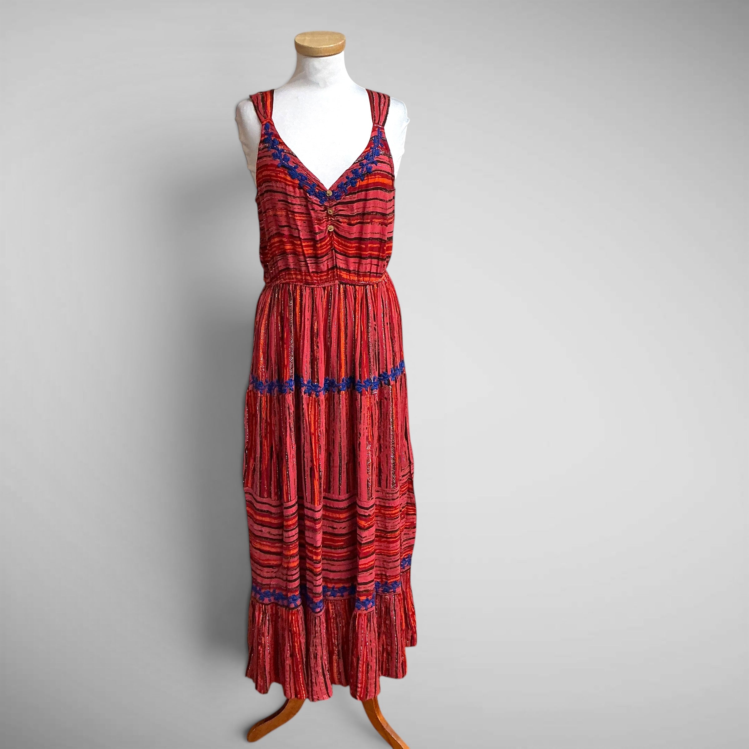 Raga red, black, & blue Josefina dress, size L, NEW WITH TAGS!