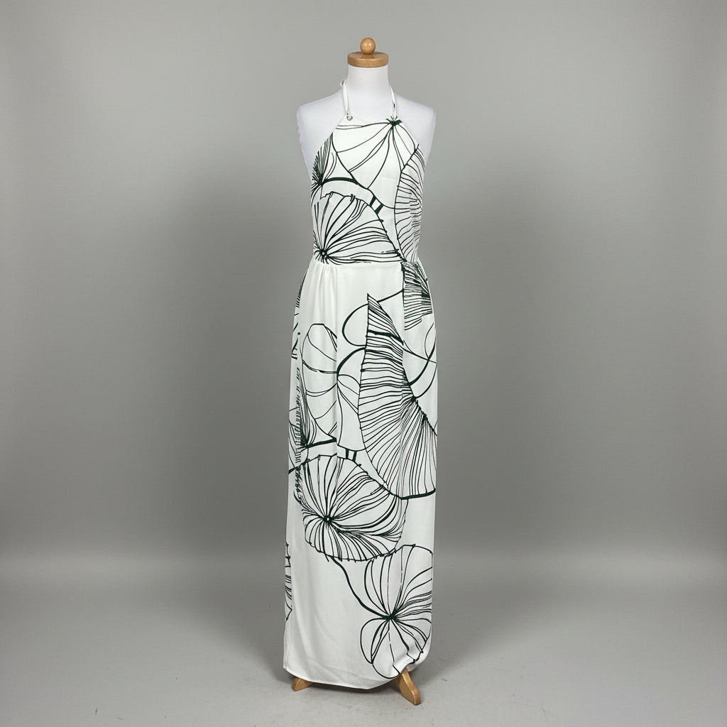 Reiss white and green floral Lexi-Sketchy halter dress, size 6, NEW WITH TAGS!