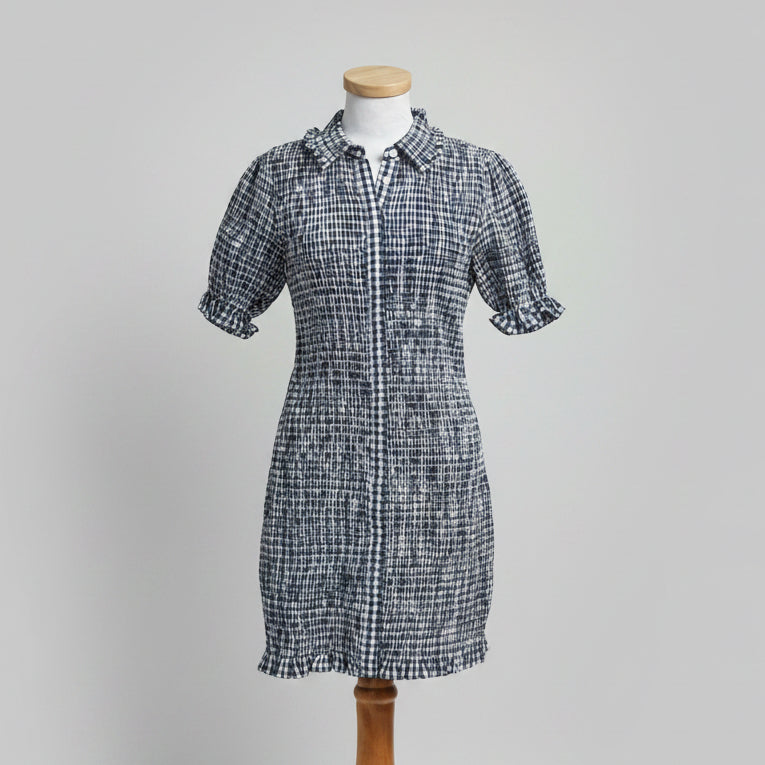 Jason Wu navy smocked gingham check dress, size 2, NEW WITH TAGS!