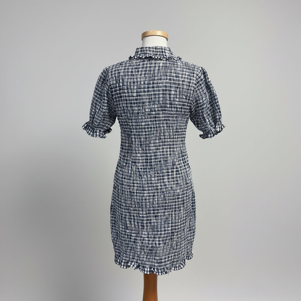 Jason Wu navy smocked gingham check dress, size 2, NEW WITH TAGS!