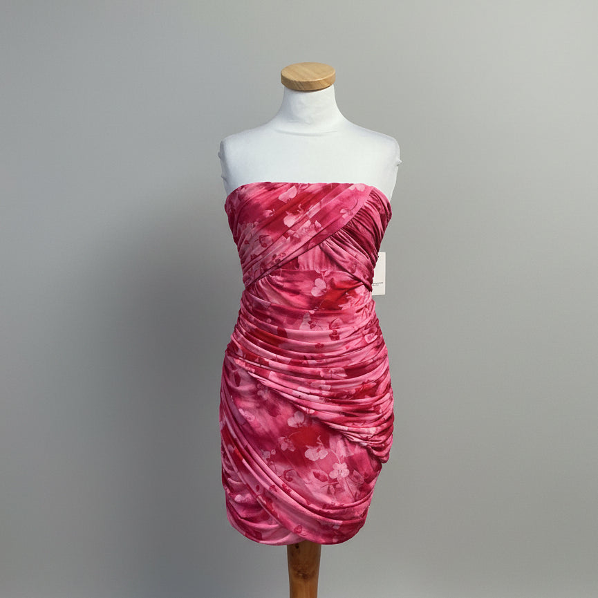Amanda Uprichard hot pink floral Levi mini-dress, size M, NEW WITH TAGS!