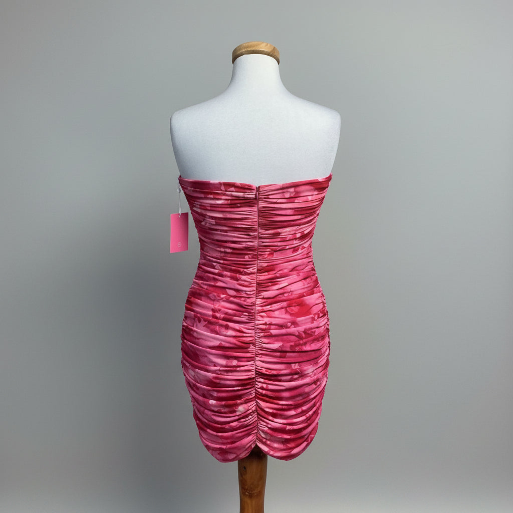 Amanda Uprichard hot pink floral Levi mini-dress, size M, NEW WITH TAGS!