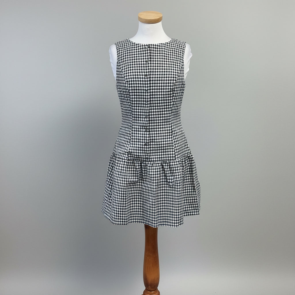 Kourt navy and white check dress, size 6, NEW WITH TAGS!