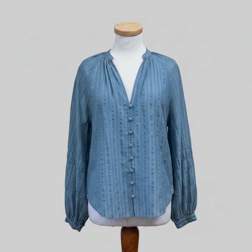 Veronica Beard blue Ailani cotton & silk blouse, size 2, NEW WITHOUT TAGS!